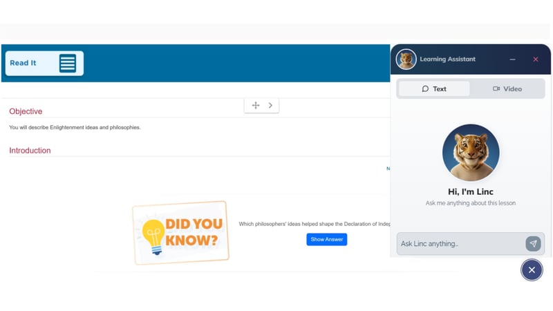 Learning Assistant Interface 2026