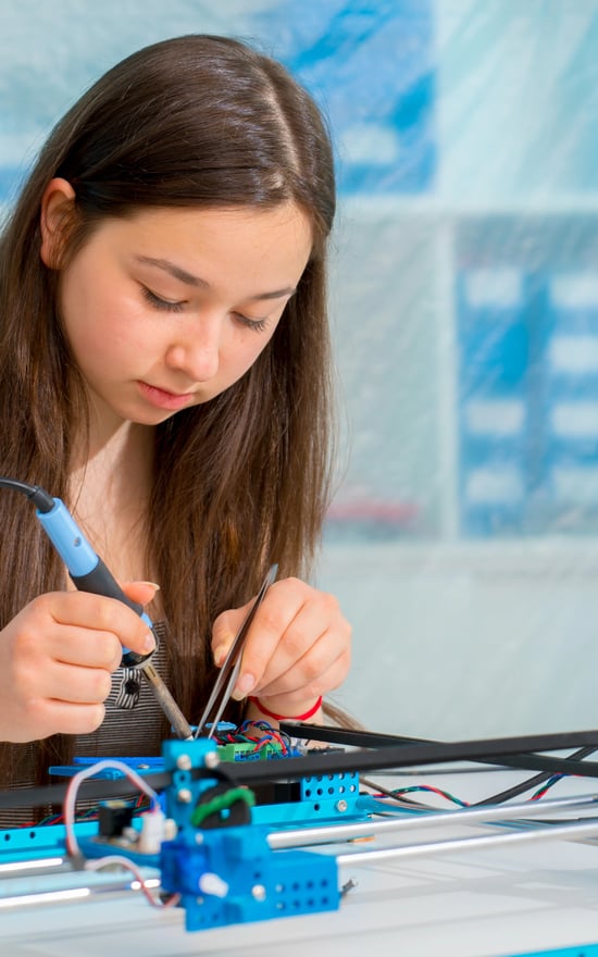 Girl with electronics