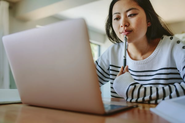 Girl learning at computer