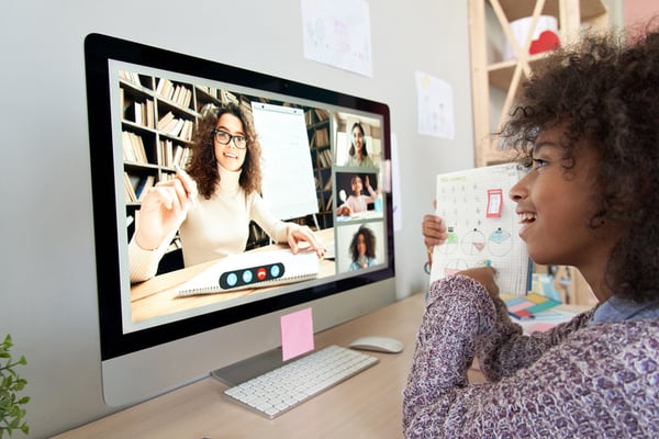 Student in online class